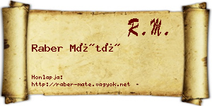 Raber Máté névjegykártya